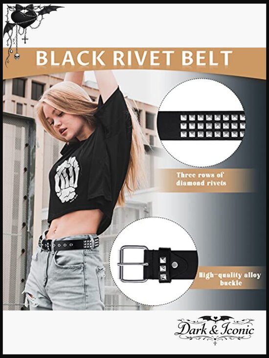 Goth Studded Rivet Belt Set Punk Y2k Belts for Men Women Gift main image 7
